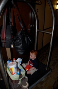 finally, make sure that luggage carrier can hold a tired toddler and momma's luggage.